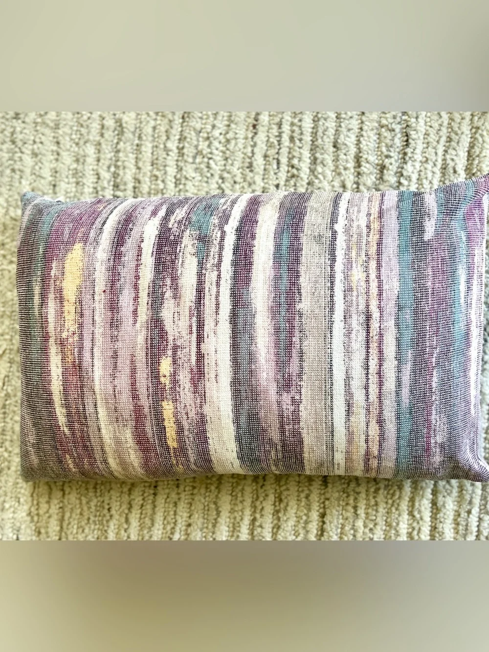 Striped Blue Lavender and Cream Lumbar Pillow Covers / Shams - Home Accents